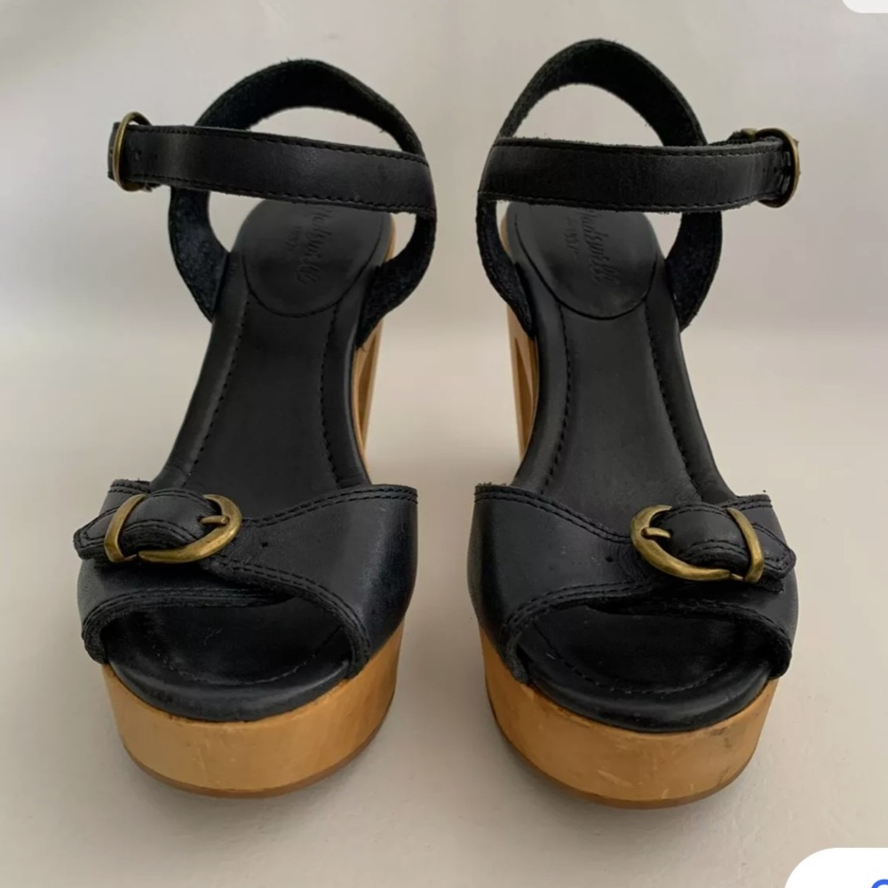 Madewell Sandals Navy Wooden Platform Block Heel